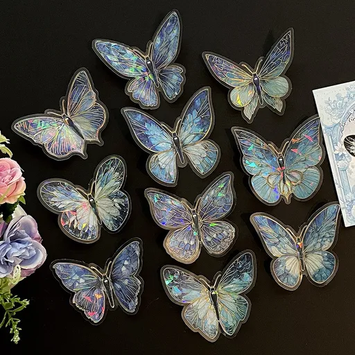 Stickers - Butterfly Wall Stickers - DIY Wall Stickers - Creative Bedroom Supplies - Beautiful 3D Decorations - Interior Decoration - Interior Decoration - Suitable for creating everyday surprises and party decorations (Blue，10 stickers)