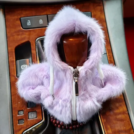 Jicheng Car Gear Shift Lever Cover Fabric Purple fur