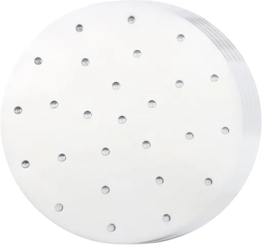 200 Pack Round Air Fryer Parchment Paper, 5 Inch Disposable Dumpling Steam Paper Perforated Bamboo Steamer Liners, Air Fryer Liner for Airfryer, Steaming Basket and Mores