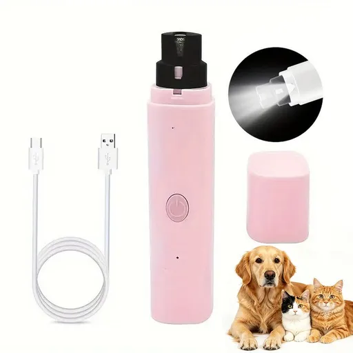 Electric Pet Nail Grinder LED Light 3 Speed Adjustable Pink
