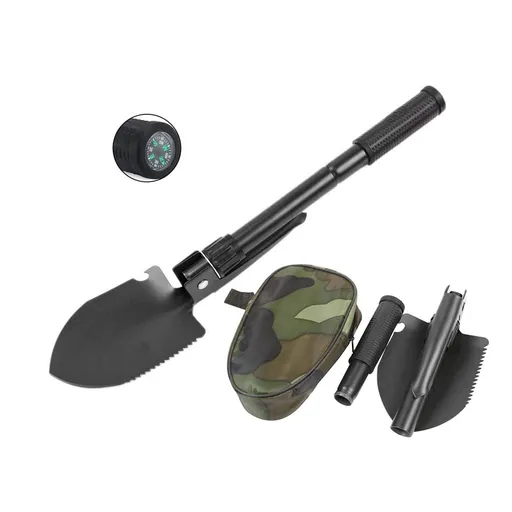 Multi-functional Military Folding Shovel Survival Spade Emergency Garden Camping Survival Multitool Hiking, Backpacking, Black