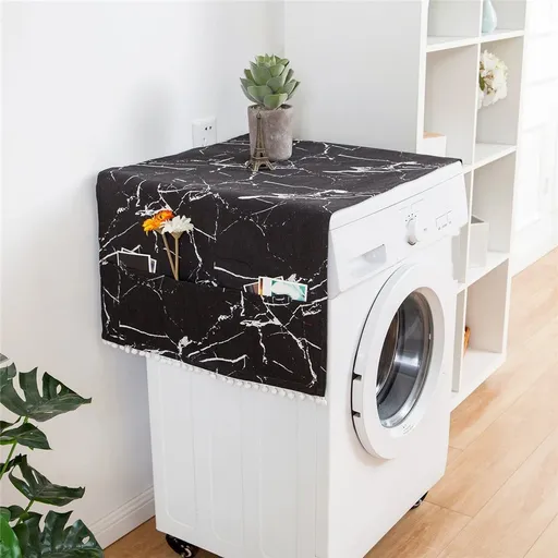 Washer and Dryer Top Covers, Fridge Dust Top Cover Refrigerator Dustproof Cover Washing Machine Covers for The Top with Storage Pockets（Only refrigerator dust cover）