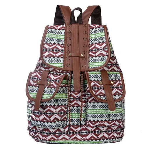 Canvas Backpack, Ethnic Floral Print