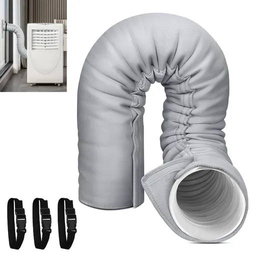1Pack Portable AC Hose Insulation Sleeve, Portable Air Conditioners Insulated Hose Cover Wrap, Fit 5" & 5.9" Diameter Exhaust Hose, Easy Installation with 3*Adjustable Buckle Straps - Gray