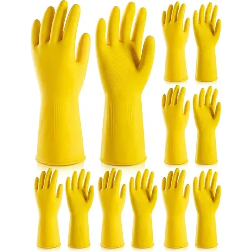 6 Pairs Rubber Cleaning Gloves,Reusable Dishwashing Gloves,Household Dish Gloves for Washing,Cleaning,Kitchen,Painting, Gardening, Pet Care,Extra Thickness,Non-Slip,11.8"