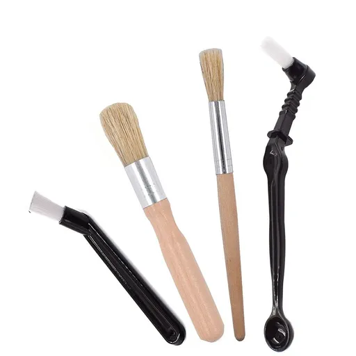 Coffee Machine Cleaning Brush Set 4 Pieces Coffee Cleaning Brush Wooden Cleaning Brush for Grinders and Nylon Espresso Brush