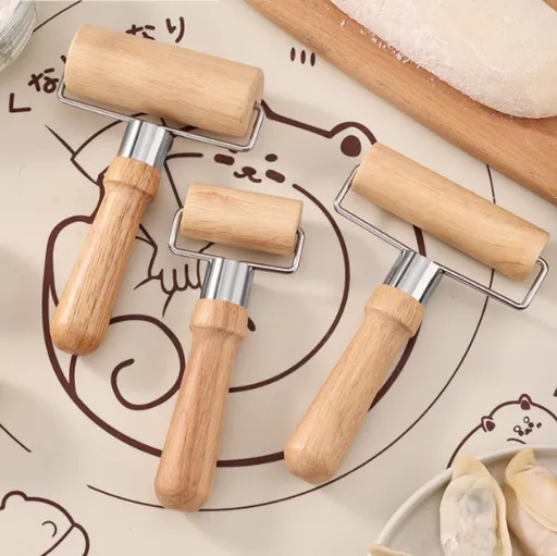 Dough Rolling Machine - Double-Sided Wooden Dough Rolling Machine - Three-Piece Set - Hand Baking Utensils - Smooth Non-Stick Coating - Suitable for Baking Dough, Fudge, Pizza, Cookies, Bread