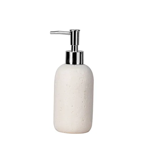 Hand Soap Dispenser with Stainless Steel Pump, for Bathroom and Kitchen, Luxury Farmhouse, Boho & Zen Style, Sandstone Finish, Rust Proof, Beige yellow