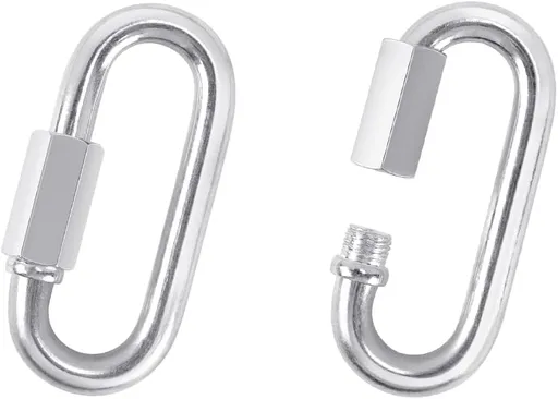 2 Pack M5 D-Shape Silver Steel Quick Link Carabiner, Chain Hooks for Outdoor Traveling Equipment, Connecting Hammock (M5-1.9 Inch / 4.8 cm)
