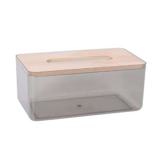 Tissue Box Holders,Clear Napkin Holder Rectangular Tissue Dispenser Box with Bamboo Lid Modern Tissue Paper Holder Box Cover Case