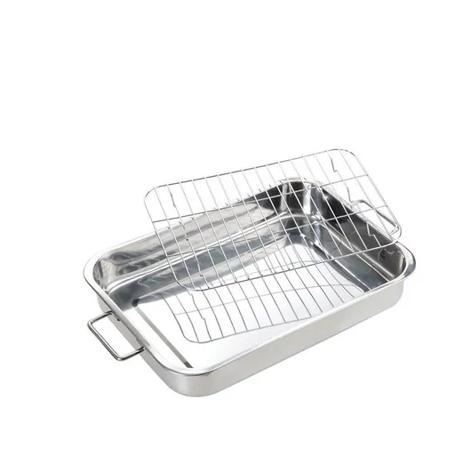 Roasting Pan Stainless steel Roasting pan Turkey Roasting pan with grill Rectangular grill suitable for Turkey, 36*26*6CM