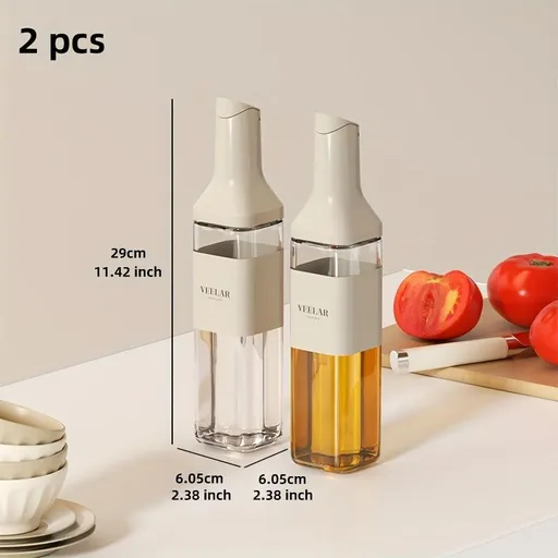 automatic opening glass bottles, oil bottles, condiment bottles, kitchen storage, soy sauce bottles, vinegar bottles, Australian kitchen - Beige - Size 500ml