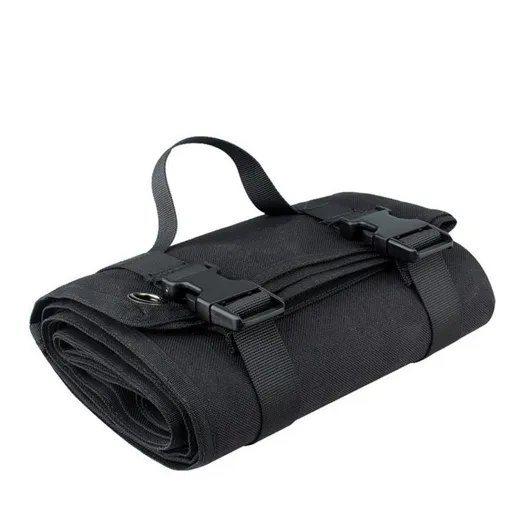 200x75CM Black Outdoor Tactical Roll-Up Shooting Mat - MOLLE Webbing & Stake Down Eyelets - Portable Waterproof Ground Pad for Field Training, Camping & Picnic