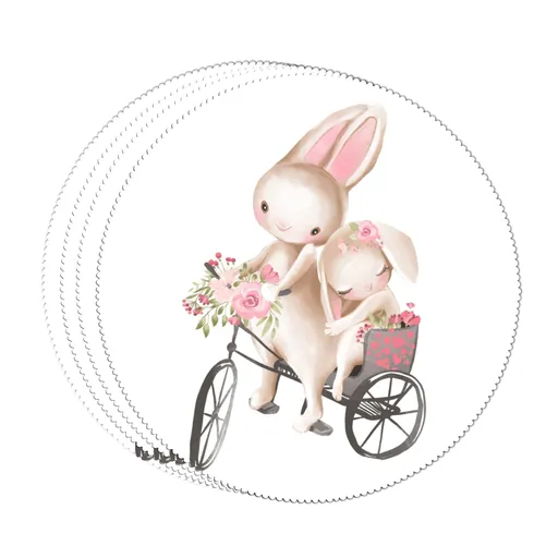 Cute Pink Bunny Love Pattern Wall Stickers, Little Rabbit Cartoon Animal Wall Decals Removable Vinyl Peel and Stick