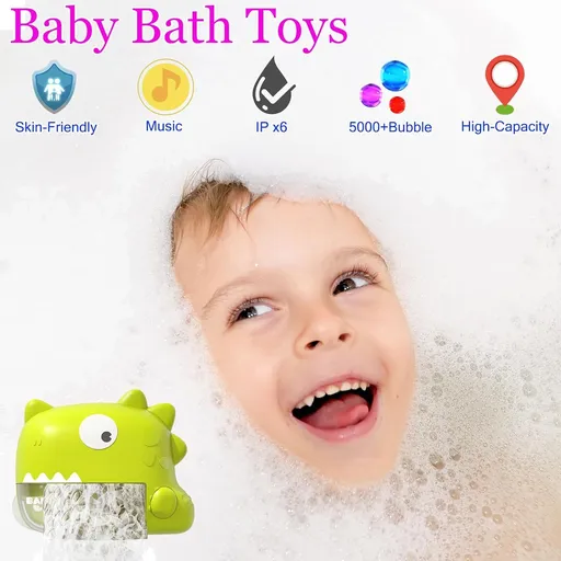 Baby Bath Toys - Dinosaur Automatic Bath Bubble Machine,Bathtub Bubble Maker with Music,Bathtime Shower Bathtub Toys for Toddlers