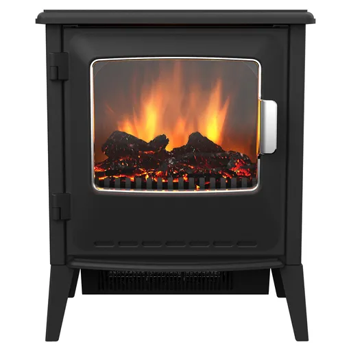 Dimplex Riley 2kW Freestanding Electric Stove Fireplace Heater, Optiflame LED Coal Effect, Black Cast Iron Look