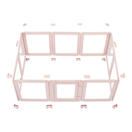 Dog Whelping Box, 1.54x1x0.6 m Plastic Dog Whelping Pen for Medium Sized Dogs, Waterproof Transparent Puppy Playpen with Windows & Door Lock, Easy to Clean, Durable Indoor Pet Dogs Cats Birth Kit