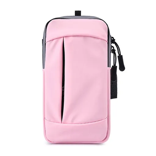 Running Phone Armband Sports Arm Band 2-Layer Pocket Phone Holder for Running Cycling Fitness - Pink Color