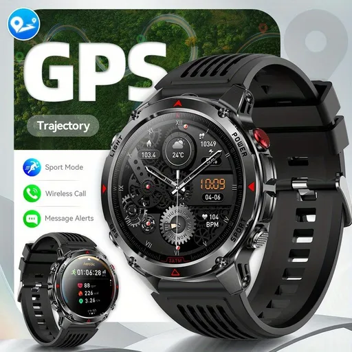 Men'S Outdoor Smart Watch GPS Sports Watch Water-Resistant Smart Watch Wireless - Black - Size 01
