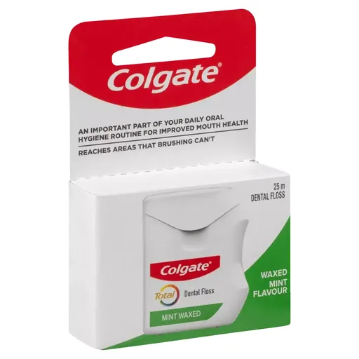 Colgate Total Dental Floss Mint Waxed Plaque Removal Gum Care - 25m