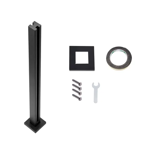 Glass Clamp 37.4" H Railing Bracket for 0.39 "-0.47 " Glass Black Black