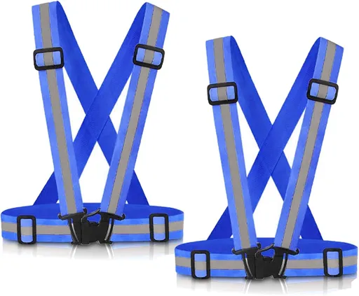Reflective Safety Vests Adjustable Fit Lightweight Blue 2 Pack