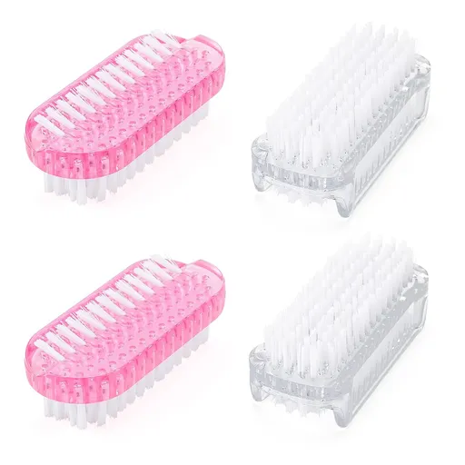 4PCS Nail Brush, Double Sided Nail Scrubber Brush, Soft Stiff Bristles fingernail Cleaning Brush, Angle Nails Toes Cleaning Brush for Men Women