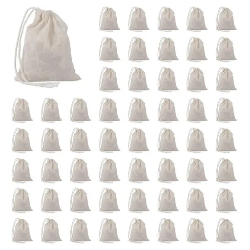 200 Pieces Drawstring Cotton Bags Muslin Bags,Tea Brew Bags (4 X 3 Inches)