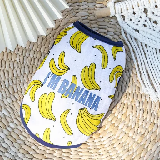 Pet Dog Cat Fruit Print Vest Skirt Sweatshirt Vest-Banana Pattern L (bust 45CM recommended weight 3.00 kg-4.25 kg