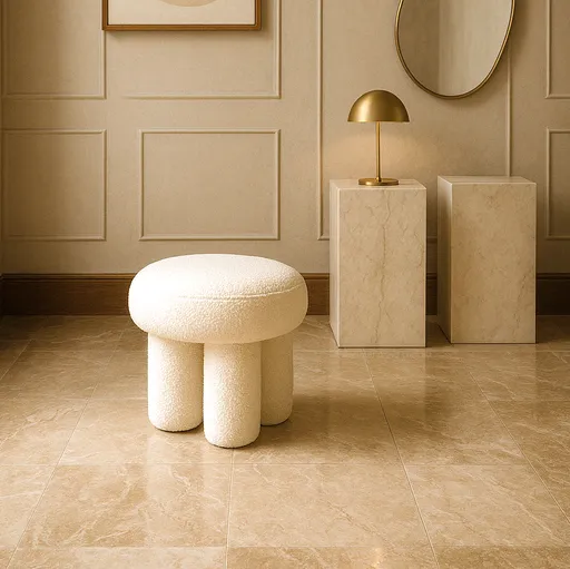 Interior Ave - Bentley Boucle Ottoman – White