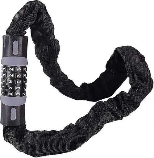 Bike Chain Lock, 5 Digit Combination High Security Bicycle Lock Resettable Heavy Duty Cycling Chain Locks for Bicycle - 0.9m