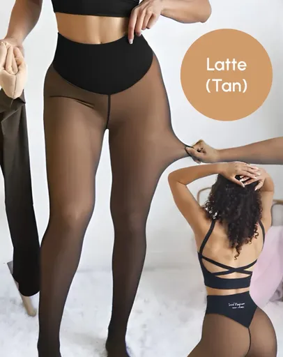 Seamless Latte Lined Warm Tights as Pants, Plus Size M/L with Warm Thermal Fleece Inner, Versatile Winter Essential for Dresses or Independent Stylish Wear