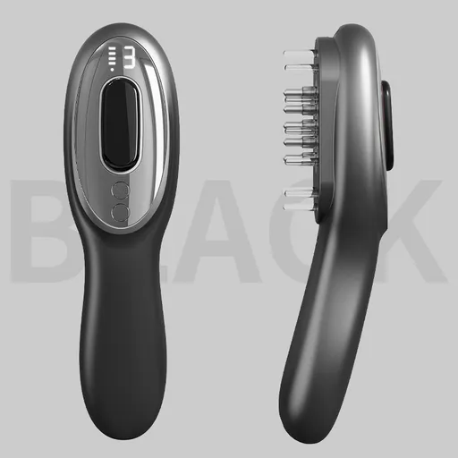 Electric Scalp Massager Comb with Red & Blue Light Therapy - 5 Vibration Modes & Liquid Dispenser(Black)