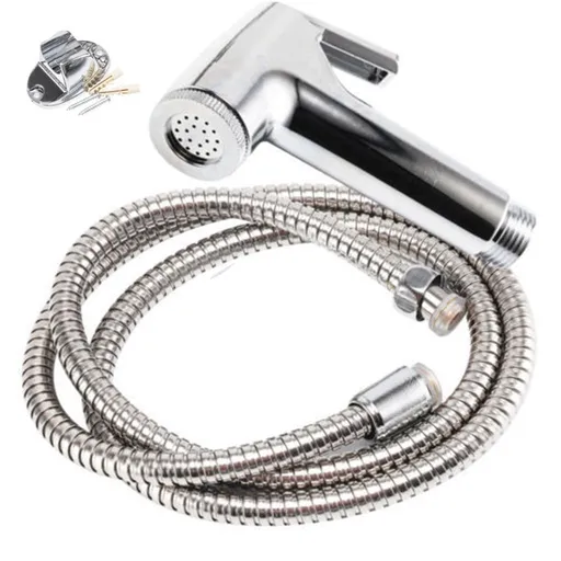 Handheld Bidet Sprayer Set,47.24inch Stainless Steel Hose with ABS Nozzle - Hygienic Muslim Toilet Shower for Personal Cleansing White