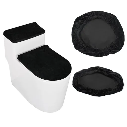 Toilet Lid Cover and Toilet Tank Lid Cover, Stretch Super Soft Toilet Protector Cover Fits Most Toilet Tanks and Lids, Grey