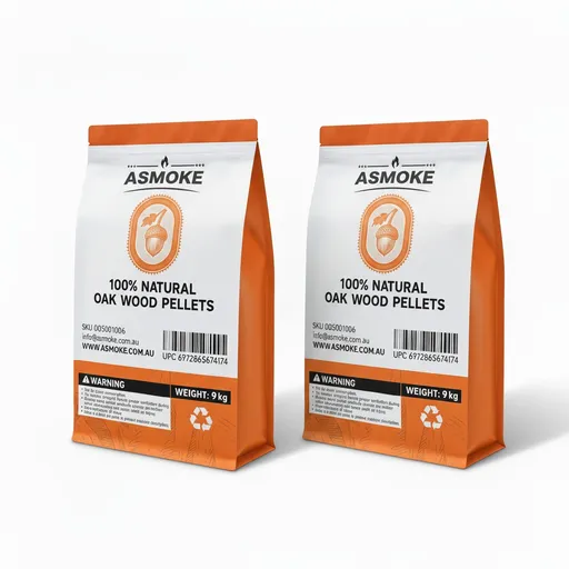ASMOKE 100% Natural Premium Oak Wood BBQ Pellets for Smoker & Grill (9kg / 20lbs) x2