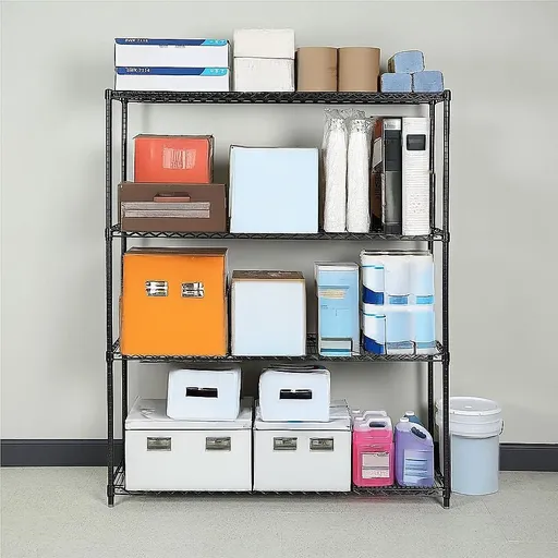 Wire Storage Rack – 120x60cm Black Shelving with Fixed Legs