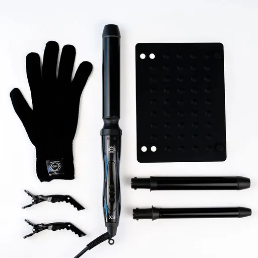 H2D X3 Professional Hair Curling Wand Ceramic Curler Roller - Black