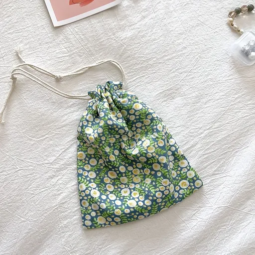 Dear Cotton Travel Storage Bag BYBY-198 Green background bubble flower-cotton material
