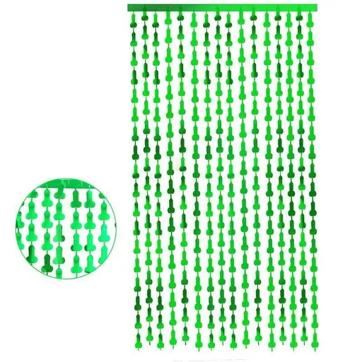 Metallic Tinsel Curtain 2m x 1m Hens Party Backdrop Foil Fringe Hanging Decor - Green