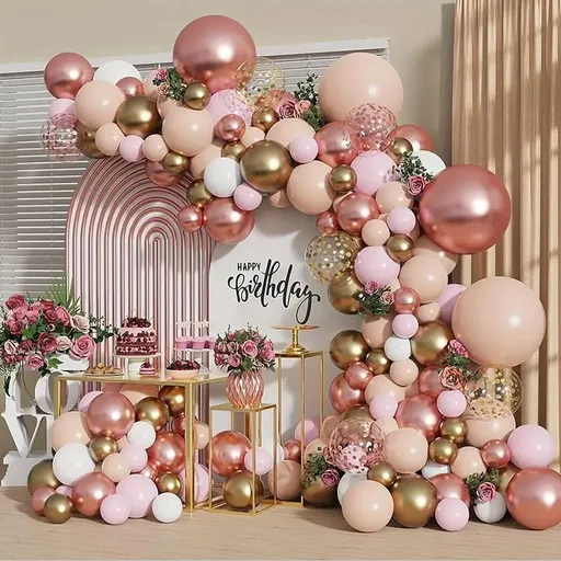 Balloon Garland Arch Kit Elegant Decoration 148pcs Rose Gold Pink White