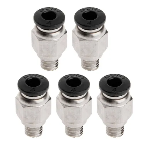 5 Pcs PC4-M6 Male Thread Straight Pneumatic Fitting Coupler Connector Air Line Fittings for 4mm PTFE Tube Durable