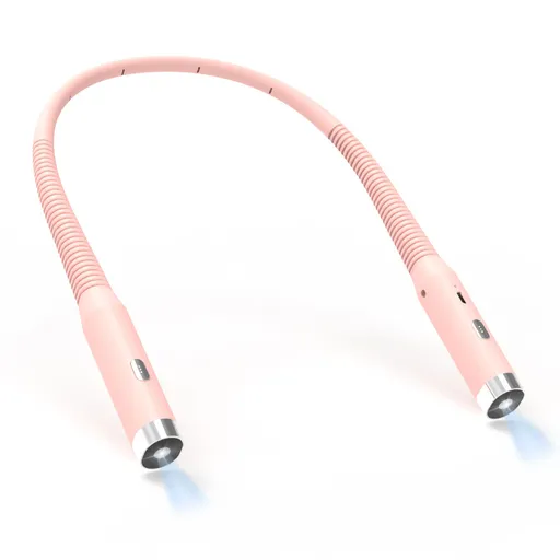 Pink Hands-Free LED Neck Reading Light - USB Rechargeable with 3 Color & Brightness Modes, Flexible Gooseneck for Books, Crafts & Knitting