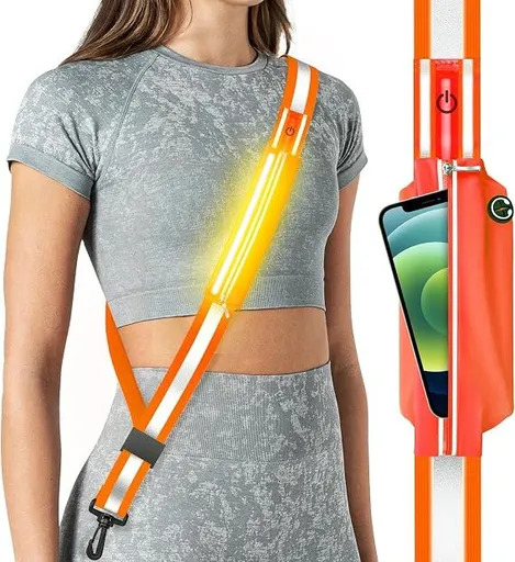 LED Reflective Belt Sash for Walking at Night,Running Safety Gear LED Light Up Running Belt for Runners Walkers
