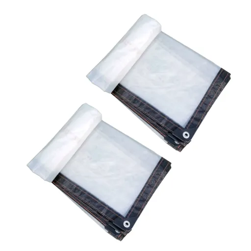 Clear Tarp Heavy Duty Tarp Cover Waterproof Tarpaulin with Grommets for Gardening Camping Traveling 39x39in, 2 Pcs