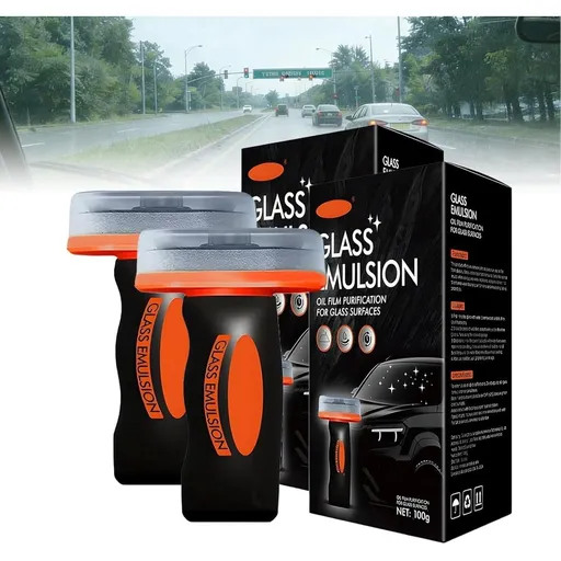 2PCS Glass Guard Windshield Cleaner, Oil Film Remover for Car, Glass Emulsion with Cleaning Board, Improve Windshield Clarity for Safe Driving
