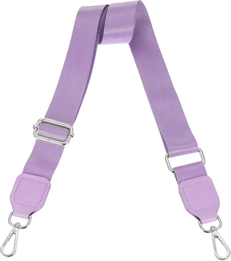 Wide Shoulder Strap, 3.8cm Adjustable Purse Strap Replacement Crossbody Strap for Shoulder Bag Handbag, Light Purple, Silver Square Mouth Buckle