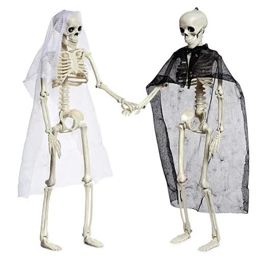 Halloween Skull Skeleton Decoration Simulated Human Plastic Bones Haunted House Decorative Skeleton Props Bride Bridegroom with Clothes