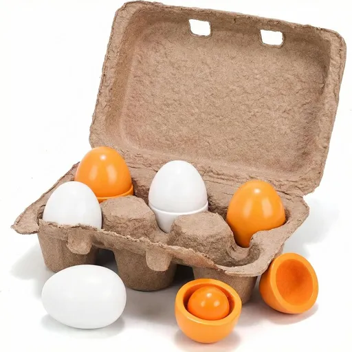 6PCS Play Food Sets for Kids Kitchen,Play Kitchen Accessories Wooden Egg Toy Food Grocery Store Pretend for Toddler Cooking DIY