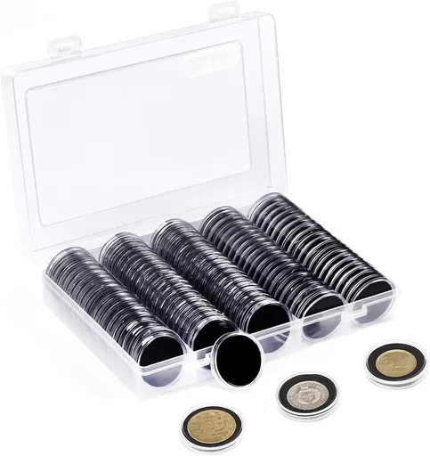 100pcs 46mm Clear Plastic Coin Holder Capsules Storage Box